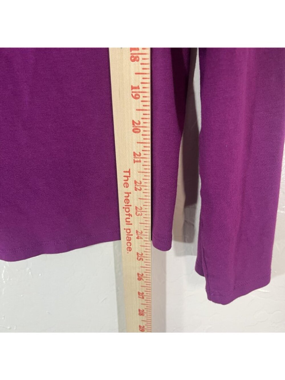 Eileen Fisher Shirt Womens Large Purple Solid Scoop Neck Long Sleeve Jersey Top - Picture 7 of 7